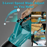 Leaf Blower Cordless, New Upgraded 1200W Brushless Motor Leaf Blower, 700CFM 200MPH with 3 Speed Modes, 160Mins Max Runtime, Handheld Electric Blower for Lawn Care, Yard, Dust & Snow (Blue)
