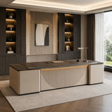 kmnub 70.9 in Luxury Solid Wood Executive Desk with Storage & Drawers