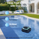 Pool Vacuum for Inground Pools, 4-in-1 Cordless Robotic Pool Cleaner for Above Ground Pools,Triple-Motors,Wall & Waterline Cleaning, App Support, OTA Upgrade up to 1,614 Sq.ft (Black Green)