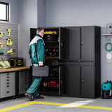 Letaya Metal Garage Storage Cabinet with Drawer,4 Door Tool Cabinet with Lock-2 Adjustable Shelves for Garage Home Office Utility Room (Black)