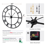 Ohweog 60Inch Large Wall Clock for Living Room, Easy Assembly Roman Numeral