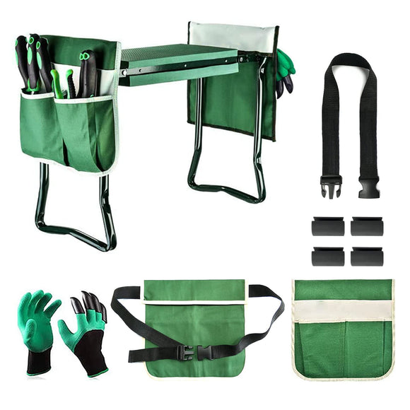 Garden Kneeler and Seat, Upgraded Folding Bench Stool Portable Kneeler, Sturdy Gardening Tools with 2 Free Tool Pouch