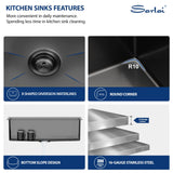 Sarlai 33 Black Kitchen Sink Drop In - 33" x 22" Kitchen Sink Drop In Workstation Topmount Gunmetal Black Stainless Steel 16 Gauge Single Bowl Over Counter Sinks Basin
