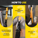 Pull Up Assistance Bands Set - 4 Heavy-Duty Pull Up Bands, Height Adjustable Strap & Comfortable Foot Strap - Stackable Pull Up Resistance Bands for Pull Ups (Yellow)