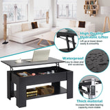 Dlewmsyic Lift-Top Coffee Table, 39.4" Height Adjustable Wood Coffee Table with Hidden Compartment and Lower Storage Shelf for Living Room(Black)