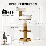 Swivel Bar Stools, Counter Height Stools with Gold Stainless Steel, White