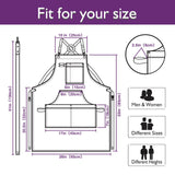 Stenffy Kitchen Apron, Work Apron, Canvas, Multiple Pockets, Gardening, Painting, BBQ, Artist, Carpenter, Sizes M to XXL, Purple