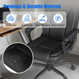 Keratee Executive Office Chair, Leather Desk Computer Chair with Padded Armrests, Mid-Back Swivel Adjustable Ergonomic Design for Home Office, 8PC, Black
