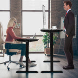 Electric Height Adjustable Standing Desk, Motorized Sit Stand Workstation w/Whole Piece Desk Board (Black) GLOBALWAY