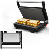 Sunvivi Panini Press Sandwich Maker: Electric Panini Press Grill with Locking Lid, Portable Indoor Panini Maker with Nonstick Plates, 1000W Double-sided Grill with 180° Flat Opening, Easy to Clean