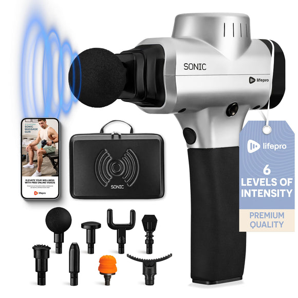 Percussion Massage Gun - Deep Tissue Massager for Sore Muscle and Stiffness - Quiet (Silver) LifePro