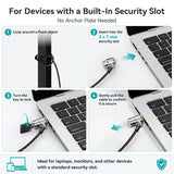 Laptop Lock, Tablet Lock Security Cable w/ 2 Keys & Adhesive Anchor Plates