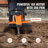 VEVOR 10 Amp Electric Tiller, 14" Tilling Width 3.94" Tilling Depth Corded Electric Tiller/Cultivator, Steel Mn Tines