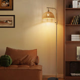 XZHGCEE Boho Floor Lamp for Living Room: Rattan Floor Lamp for Bedroom - Gold Standing Lamp with Dimmable Tall Lamp,No Bulb