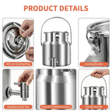 304 Stainless Steel Water Dispenser with Faucet, Thickened Milk Can with Handle, Sealing Ring and Instruction Manual, 5L Stainless Steel Water Jug for Milk, Water, Tea, Juice and Beverage Storage