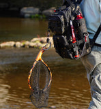 Nuoviyiya Fly Fishing Net with Release, Lightweight Trout Fishing Net with Wooden Handle Frame, Rubber-Coated Mesh Landing Nets for Minnow, Catch and Release