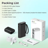 Nelko Label Maker Machine, P21 Label Printer with 3 Tapes & Case, Black