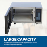 FSE Commercial Microwave with Digital Touch Pad Control, 1 Cubic Feet Interior, Stainless Steel, 1000 Watts, UL and NSF Approved