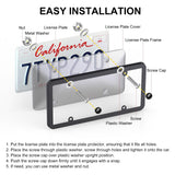 Vitog 2 Packs Clear License Plate Covers with 2 Extra Spare, Shatterproof License Plate Protector, Anti-Yellowing License Plate Holders & Frames with Anti-Rattle Pads & Hardware For Standard US Plates