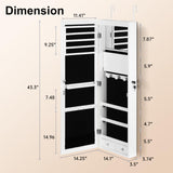 JOYUSAEN Mirror Jewelry Organizer, Wall/Door Mounted Jewelry Armoire with Full-Length Mirror,Hanging Jewelry Cabinet with LED Interior Lights, White