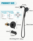 brassqueen Tub Shower Faucet Set with Magnetic 5-Function Handheld bathtub shower faucet set with Rough-in Valve Trim Kit Matte Black