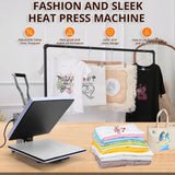 15x15 Heat Press, Digital Shirt Press Heat Up Fast & Even, Pro Pull Out Heat Press Lower Platen Slide Out Heat Transfer AKEYDIY