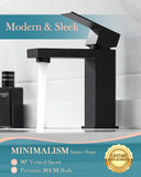 KUZOR Single Hole Bathroom Sink Faucet with Pop-Up Drain, Matte Black
