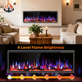 R.W.FLAME 50" Recessed and Wall Mounted Smart Electric Fireplace, Alexa/WiFi Enabled, APP Control with Multiple Sound Modes, Adjustable Flame Colors and Speed, Available with Log & Crystal Options