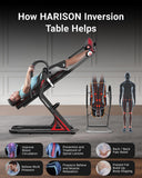 HARISON Inversion Table for Back Pain Relief - Decompression Back Stretcher, 350LBS Capacity Strength Training Inversion Equipment, Decompression Table with Safe Belt & Comfortable Ankle Holders