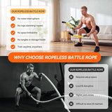 LunaHush Ropeless Battle Ropes for Home Gym, 3 Adjustable Resistance, Heavy Duty Cordless Battle Ropes for HIIT, Full Body Workout, Men & Women, Yellow