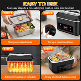 Heated Lunch Box,Electric Lunch Box, Lunch Box Battery Powered, Pro 24000mah,5.5 Cups Portable Food Heater-3D-5 Side Heating-Intelligent Temperature Control,Suitable For Trucks,Offices(Black/White)