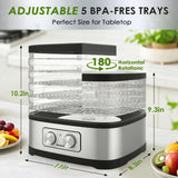 Seeutek Food Dehydrator, 5 BPA-Free Trays Food Dehydrator Machine with Adjustable Temperature Control for Beef Jerky, Fruits, Vegetables, Includes Recipe Book & 4 Reusable Storage Bags
