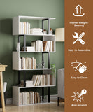 5 Tier Geometric Bookcase,S Shaped Bookshelf, Wood Decorative Storage Shelving, Modern Freestanding Display Shelves