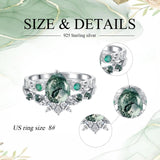 Oseew Natural Moss Agate Ring for Women 2CT Pear Cut 2 Pieces Engagement Ring Set 10K/14K/18K Solid Gold/Sterling Silver Wedding Vintage Leaf Bridal Promise Ring with Gift Box