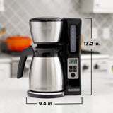 12 Cup Thermal Programmable Coffee Maker with Brew Strength and VORTEX Technology, Black/Steel BLACK+DECKER