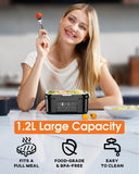 FERVINOW Cordless Electric Lunch Box for Adults – Battery-Powered Heated Lunch Box with 1.2L Stainless Steel Container, Timer Function, and Leak-Proof Food Warmer for Work, Travel & Office