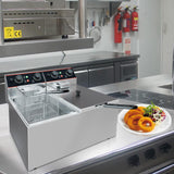 Commercial Deep Fryer with Basket, 12.6 QT Stainless Steel Electric Countertop Fryer with Double Tanks and Temperature Control