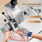 ROVSUN 750W Electric Bone Saw Machine,0.16-7.9Inch Cutting Thickness Frozen Meat Cutter with 6 Saw Blades, Commercial Bandsaw Machine Stainless Steel 18.5 x 12.4 In Table for Chicken Fish Beef