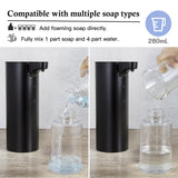 LAOPAO Automatic Soap Dispenser Foaming: Rechargeable Touchless Soap Dispenser Stainless Steel Foam Soap Dispenser for Bathroom Hand Soap Pump for Kitchen Xmas Gift, 9oz, Black