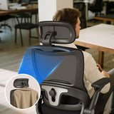 Keratee Ergonomic Office Chair, Home Computer Chair with 3D Adjustable Headrest and 4D Flip-Up Armrests, Adjustable Lumbar Support, Suitable for Office and Study, 8PC, Black