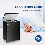 Chest Freezer 3.5 cu.ft Small Deep Freezer Mini Outdoor Black Chest Freezers with 7 Temperature and Removable Basket Settings Ideal for Apartment Office RV Cabin Kitchen