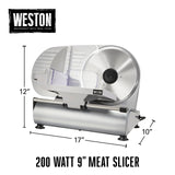 Weston Electric Meat Cutting Machine, Deli & Food Slicer, Adjustable Slice Thickness, Non-Slip Suction Feet, Removable 9” Stainless Steel Blade, Easy to Clean