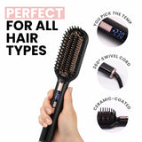 ELLA BELLA® Hair Straightening Brush • Heated Straightener Brush Comb • Straightens in 1 Pass • Ionic Technology for Healthier Hair • Suitable for All Types
