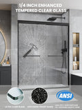 Glass Shower Doors, 56" - 60" W x 72" H Double Sliding Shower Door, Aluminum Semi-Frameless & 1/4"(6mm) Clear Tempered Glass Bypass Shower Door for Walk in Shower, Matte Black