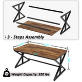 Wooden Metal Executive Pc Computer Desk Table, Wood Student Gaming Study Computer Table for Bedroom Living Room
