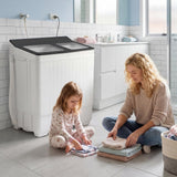 COSTWAY Portable Washing Machine, Twin Tub Lbs Capacity with Built-in Drain Pump, Lbs Washer and Lbs Spinner with Timer Control, Laundry Machine Perfect for Apartment Dorm RV (Grey+White,26 LBS)