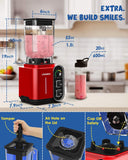 CRANDDI Smoothie Blender 52oz, 1800 Watt Commercial Blenders for Kitchen, Stainless Steel Blade 9 Speed & Self-Cleaning, Build-in Pulse, K98C Red