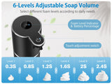Automatic Foaming Soap Dispenser 12.8oz, Rechargeable & 6 Levels Foaming Adjustable with Digital Display, Wall Mount, Waterproof, Touchless Hand/Dish Soap Dispenser for Kitchen, Bathroom, Hotel