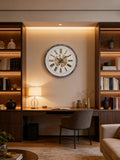 Homestia Large Wall Clock, Non Ticking Silent Battery Operated Clock, Classical Metal Minimalist Roman Numeral Dial, Large Clock Wall for Living Room, Kitchen, Bedroom, Office – Housewarming Gift
