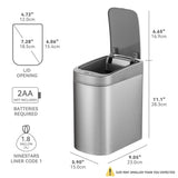 Trash Can, 1.8 Gallon Smart Opening Garbage Bin for Bathroom, Bedroom, Kitchen, Office 7 Liter Compact Stainless Steel